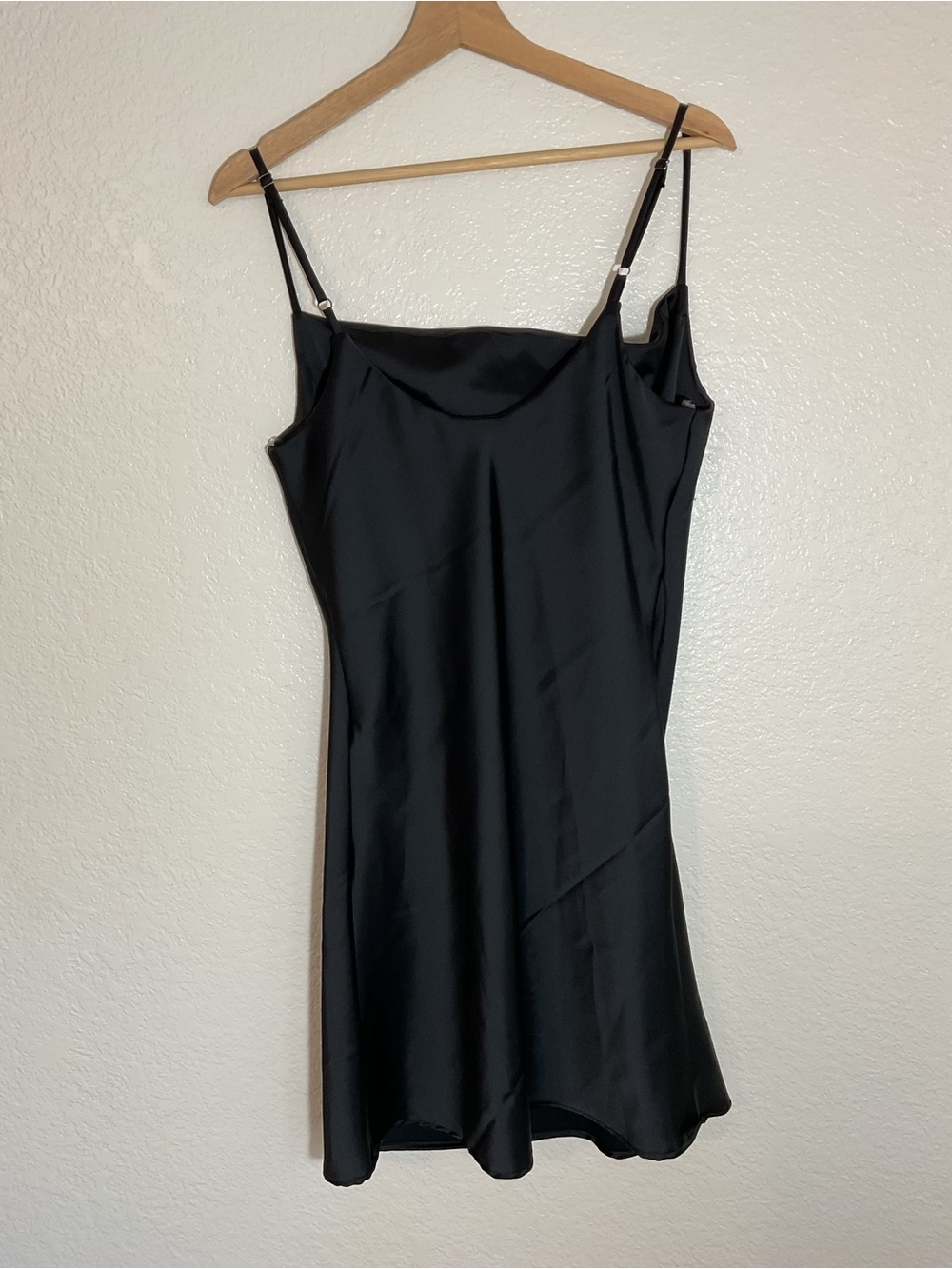 See You Monday Black Satin Cowl Neck Mini Slip Dress Size M - Picture 2 of 10